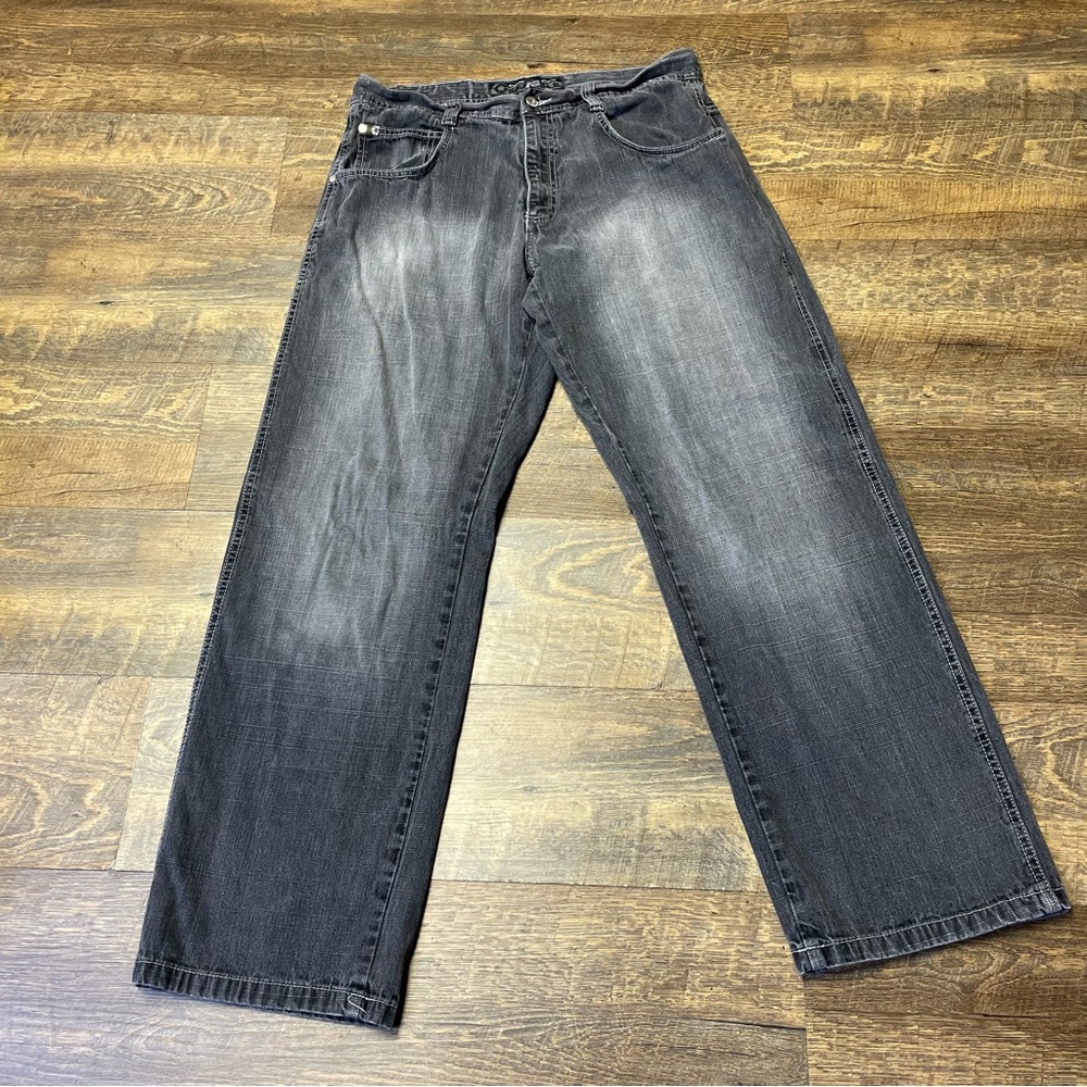 Southpole Brown Tab Jeans Fade Gray Baggy Skater Men 34x32 Straight Relax Grunge - Picture 2 of 14